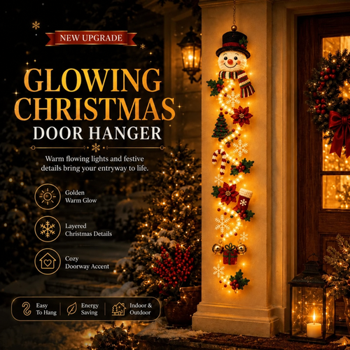 ⏳ 50% OFF TODAY – 🎄 Glowing Christmas Door Hanger | Light Up Your Doorway with Christmas Magic✨