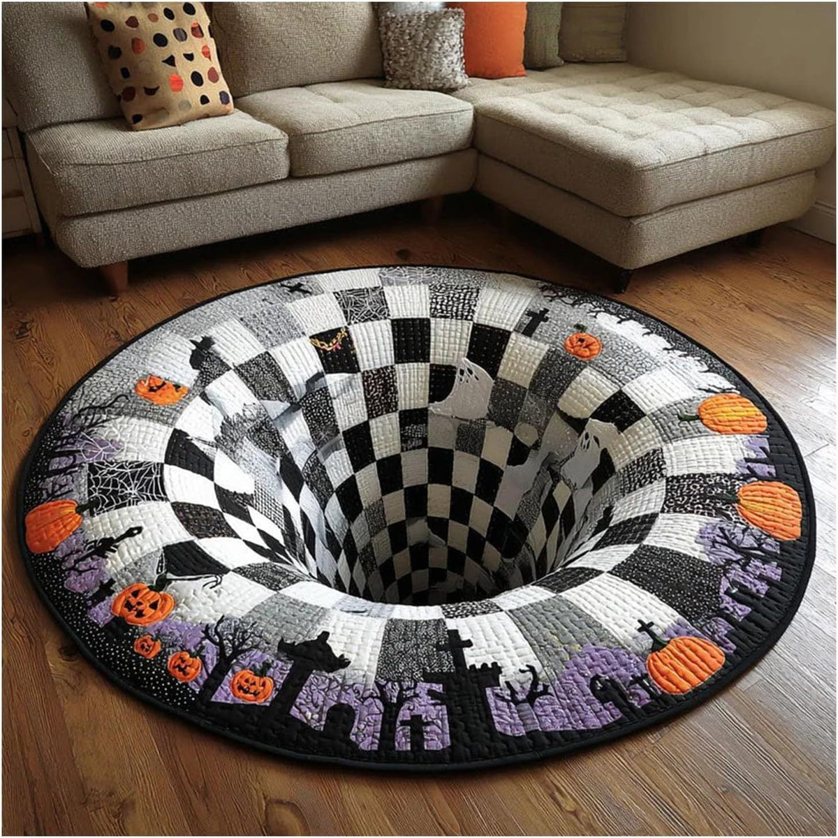 🔥🎃3D Skeleton Vortex Rug – Freak Out Your Guests This Halloween
